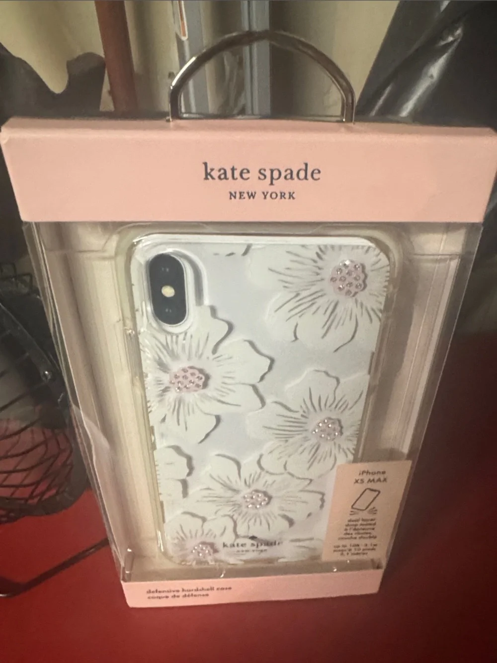 kate spade White Floral Hard Shell iPhone XS Max Case with Pink Accents